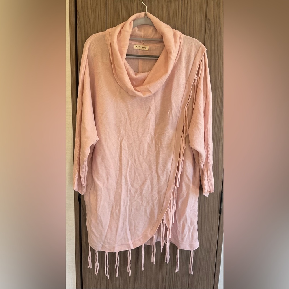 Retrology Womens 3/4 Sleeve Pink Cowl Neck Sweater Size XL